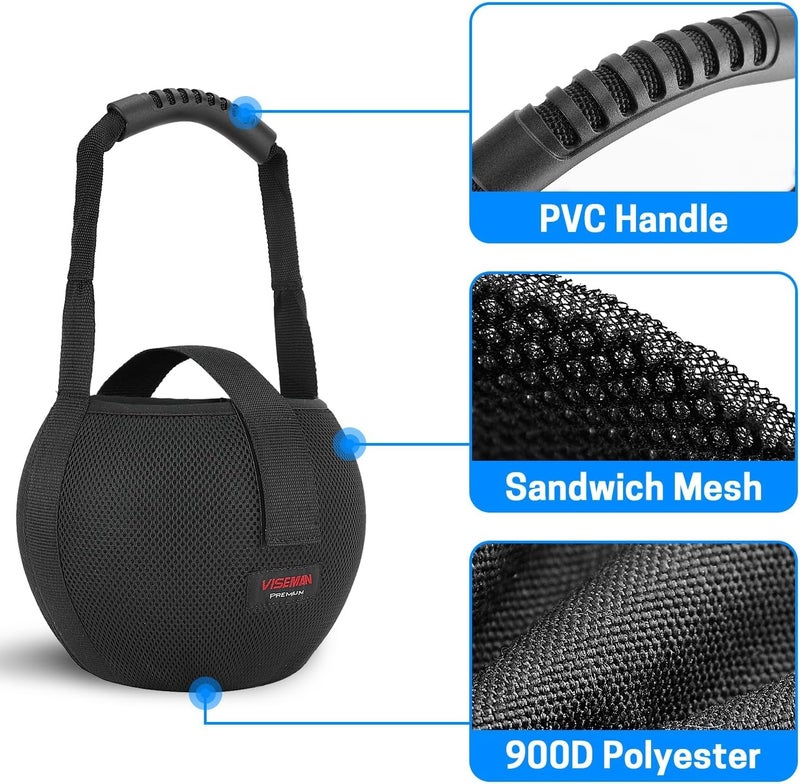 VISEMAN Bowling Mesh Bag, Single Bowling Ball Carrier with Reinforced PVC Handle, Black, 8.3" L x 8.3" W x 6" H - Image 3